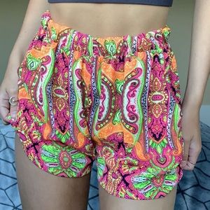 super sick vintage neon flowy shorts🎨